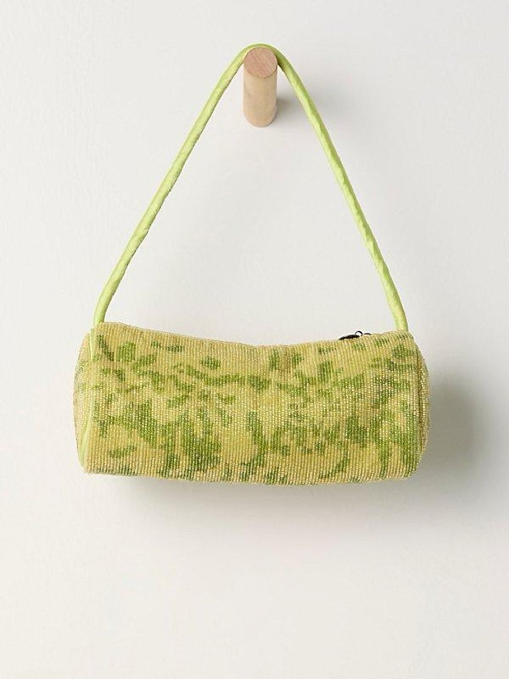 NWT Free People Bailey green barrel beaded handbag